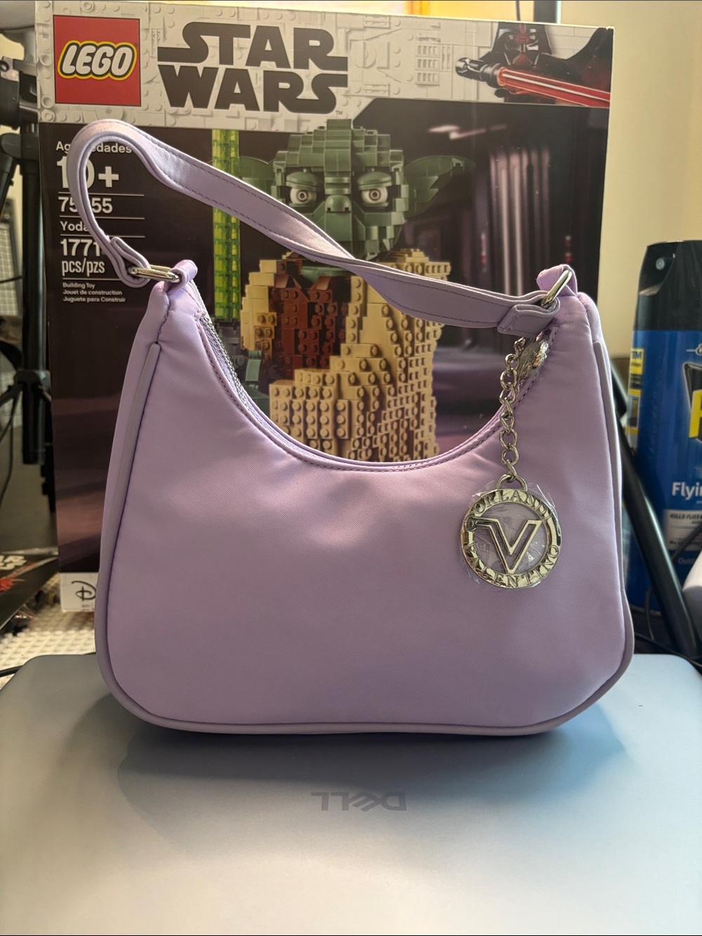 Valentino Orlandi Lavender Shoulder Bag with Silver Medallion